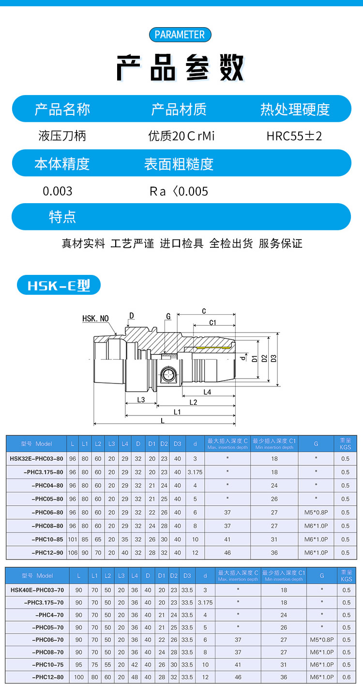 HSK-PHC液壓刀柄產(chǎn)品參數(shù)